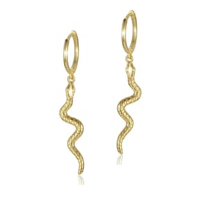 1x pair of creoles with snake, 925 sterling silver, German manufacture