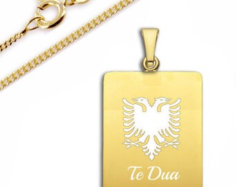 925er Sterling Silber Gravurplatte albanische Adler Kette und Gravur Inkl 925er Sterling Silber Gravurplatte albanische Adler Kette und Gravur Inkl