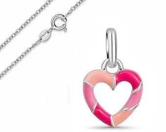 Children's necklace with heart pendant, 925 sterling silver, German made