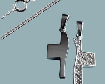 Partner pendant, split cross - 925 sterling silver, Made in Germany