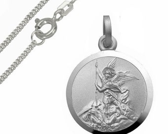 Pendant Saint Archangel Michael-Silver 925-Incl. Engraving & Chain-Made in Germany.