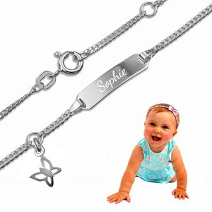 Baby, Name Bracelet Tank with Butterfly Pendant- Silver 925- Incl. pers. GravuR
