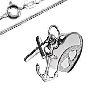 Kette Glaube Liebe Hoffnung-mit Doppelherz-Silber