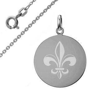 Placa de grabado Fleur De Lis, plata de ley 925, grabado personal, NUEVO