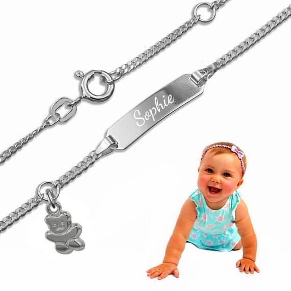 Baby Taufe Stern Mit Kreuz Ident Armband Inkl. Gravur Name Datum Echt Silber 925