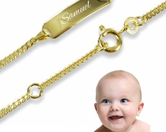 Baby Armband Panzer ,Echt Gold 333(8K)- persönliche Gravur- Made in Germany