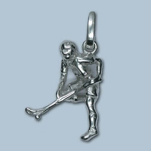 Hockeyspeler hanger met ketting - 925 sterling zilver - 3D-look