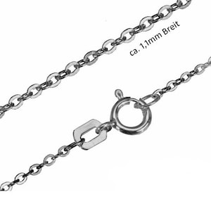 Chaîne d&#39;ancre plate, délicate et filigranée, en or blanc 585 (14 carats), largeur environ 1,1 mm, fabriquée en Allemagne - Neuf