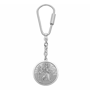 Keychain Saint Christopher with Jesus Child - 925 Sterling Silver, incl. engraving - NEW
