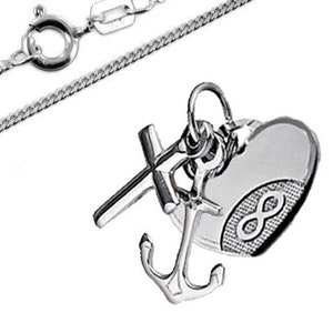 Kette Glaube Liebe Hoffnung-Herz/Infinity-Silber