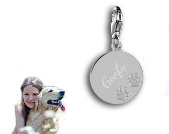 Pendentif Charme avec Plume de Chien Argent 925 gravure