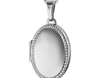 Locket pendant, 925 sterling silver - incl. chain + engraving - Made in Germany