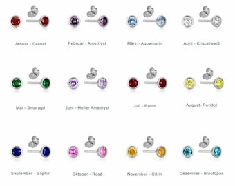 1 pair of birthstone stud earrings, 4 mm in size, 925 sterling silver - jeweler quality