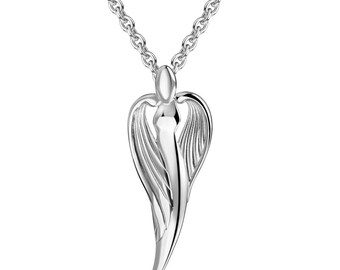 Pendentif ange gardien, en or véritable 333 (8 carats) avec chaîne en argent plaqué or - Fabriqué en Allemagne - France