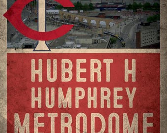 Vintage Hubert H Humphrey Metrodome Minnesota Twins Poster Print