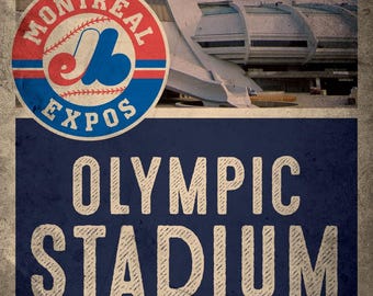 Vintage Montreal Expos Olympic Stadium Poster Print