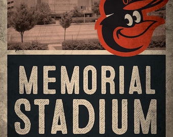 Vintage Baltimore Orioles Memorial Stadium Poster Print