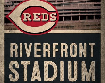 Vintage Riverfront Stadium Cincinnati Reds Poster Print