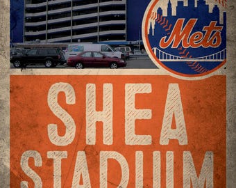 Vintage New York Mets Shea Stadium Poster Print