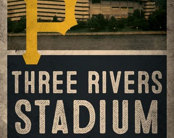 Vintage Three Rivers Stadium Pittsburgh Pirates Poster Print