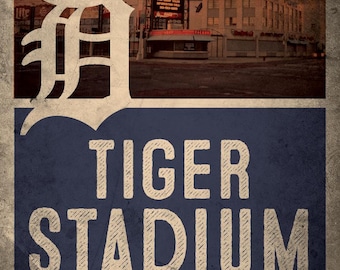 Vintage Detroit Tigers Tiger Stadium Poster Print