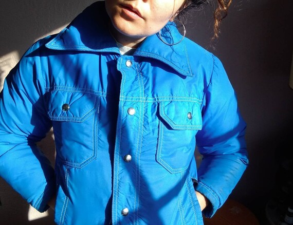 Vintage Blue Down Filled Country USA Puffer Jacket