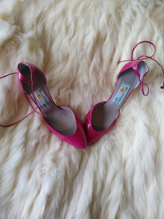 Vintage 80s Hot Pink Leather Liz Claiborne Pumps H
