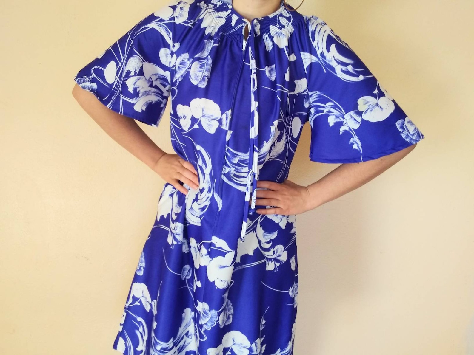 Vintage Floral Blue MuMu House Dress | Etsy
