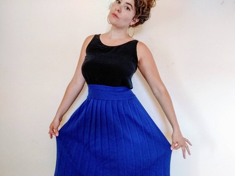 Vintage Blue Liz Claiborne High Waisted Wool Skirt