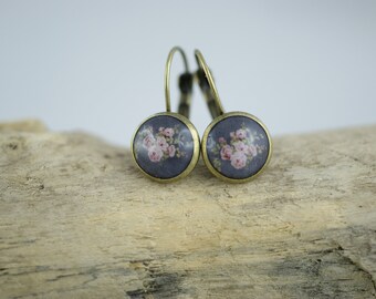 Boucles d'oreilles rose anthracite 10 mm boucles d'oreilles cabochon bijoux cabochon boucles d'oreilles gris rétro