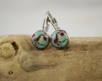 Boucles d’oreilles oiseau 10 mm oiseau sarcelle mer turquoise