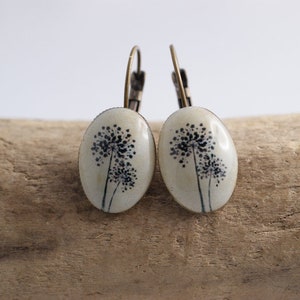 Earrings / earrings dandelion cabochon cabochon jewelry 18 x 13 mm