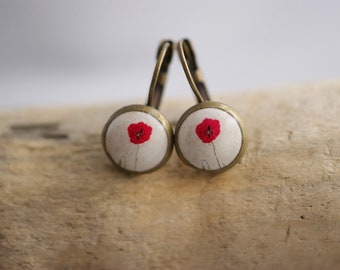 Boucles d'oreilles coquelicot boucles d'oreilles cabochon 10 mm