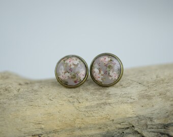 Boucles d’oreilles Stud Rose 10 mm vintage cabochon boucles d’oreilles couleurs naturelles