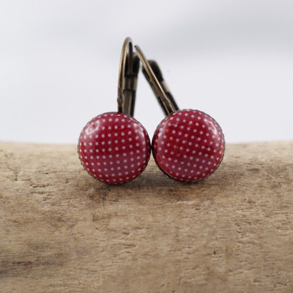 Ohrhänger  polka dots / Punkte 10mm Ohrringe Cabochonohrringe Cabochonschmuck rot Polka dots