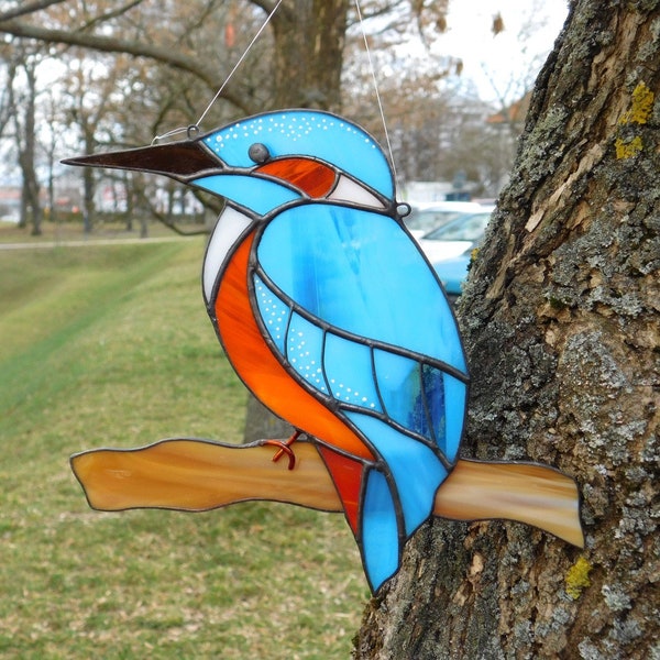 Bird Kingfisher suncatcher Stained glass Window hangings - Eisvogel