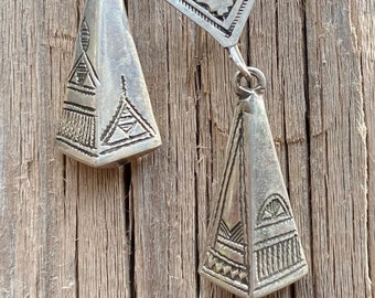 Exceptional earrings, drop earrings, the Touareg made of silver