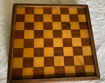 Very old, beautiful chess board with mill and backgammon, handmade, from Morocco, inlay work.