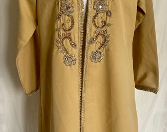 Vintage tunic from Morocco, knee-length, pearl embroidery, silver embroidery, handmade, found object