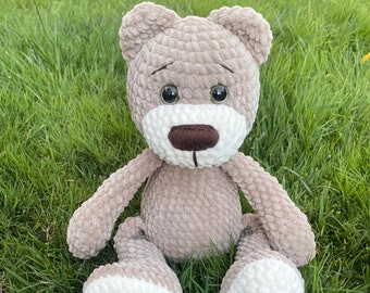Personalized Large Teddy Bear, crochet, knitted, custom, plush, gift for baby shower, gift for boy and girl, nursery decor, big cuddle bear