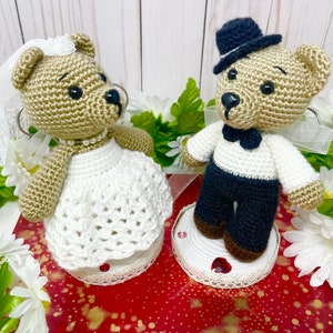 PATTERN PDF Bambole Teddy Bear Groom and Bride, uncinetto, decorazioni per matrimoni, regalo per matrimonio, tutorial, giocattolo animale modello amigurumi immagine 8