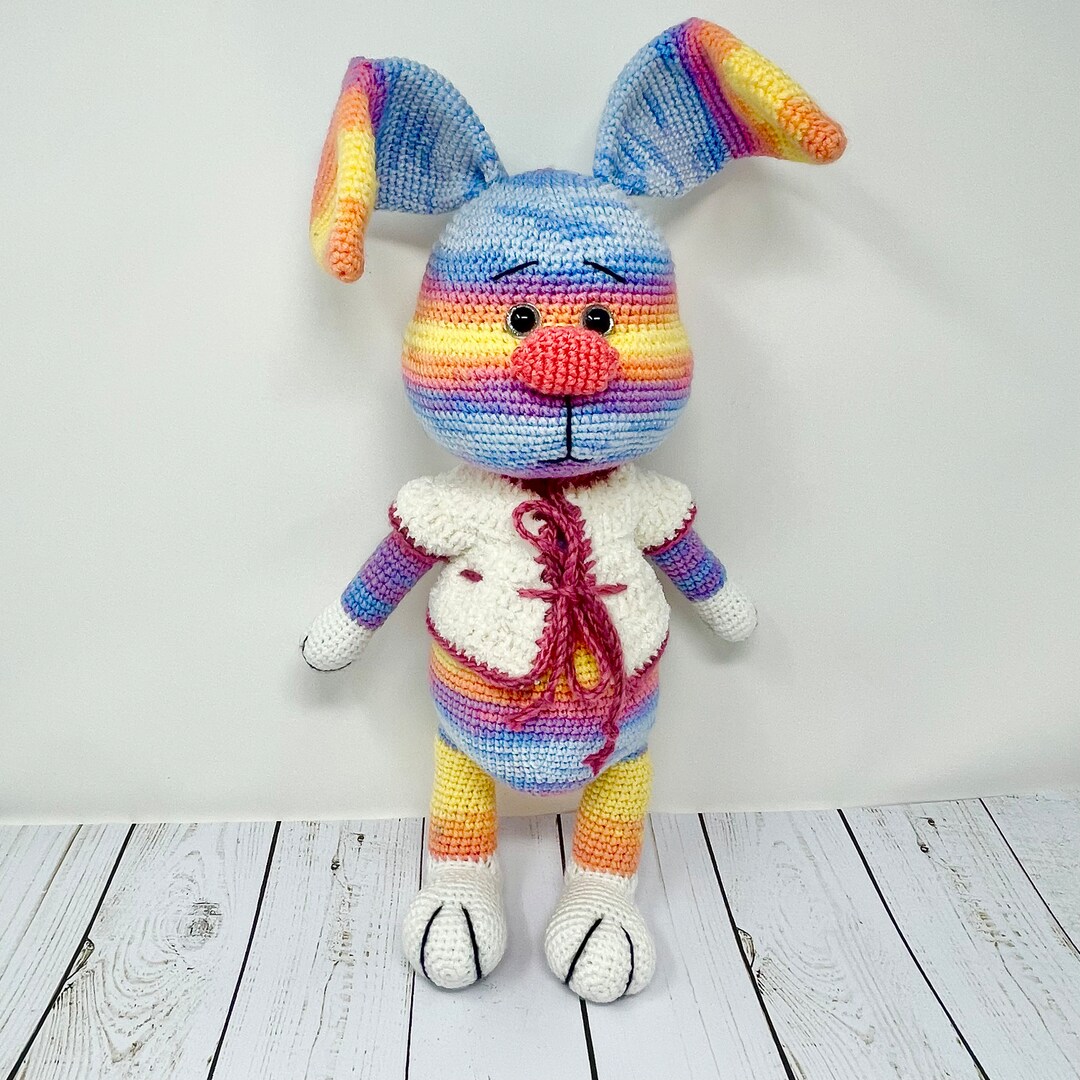 Colorful Crochet Rabbit PATTERN PDF Rainbow Bunny Rabbit, Crochet, Tutorial, Amigurumi Pattern ...