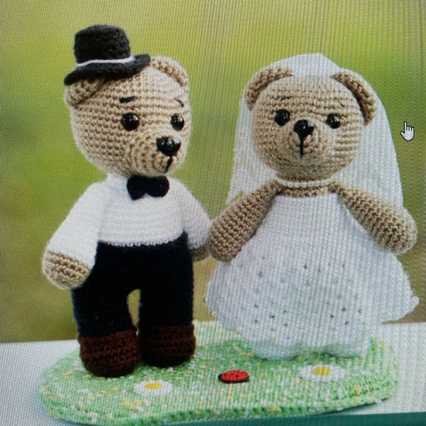 PATTERN PDF Teddy Bear Groom and Bride dolls, crochet, wedding decor, gift for wedding, tutorial, amigurumi pattern animal toy