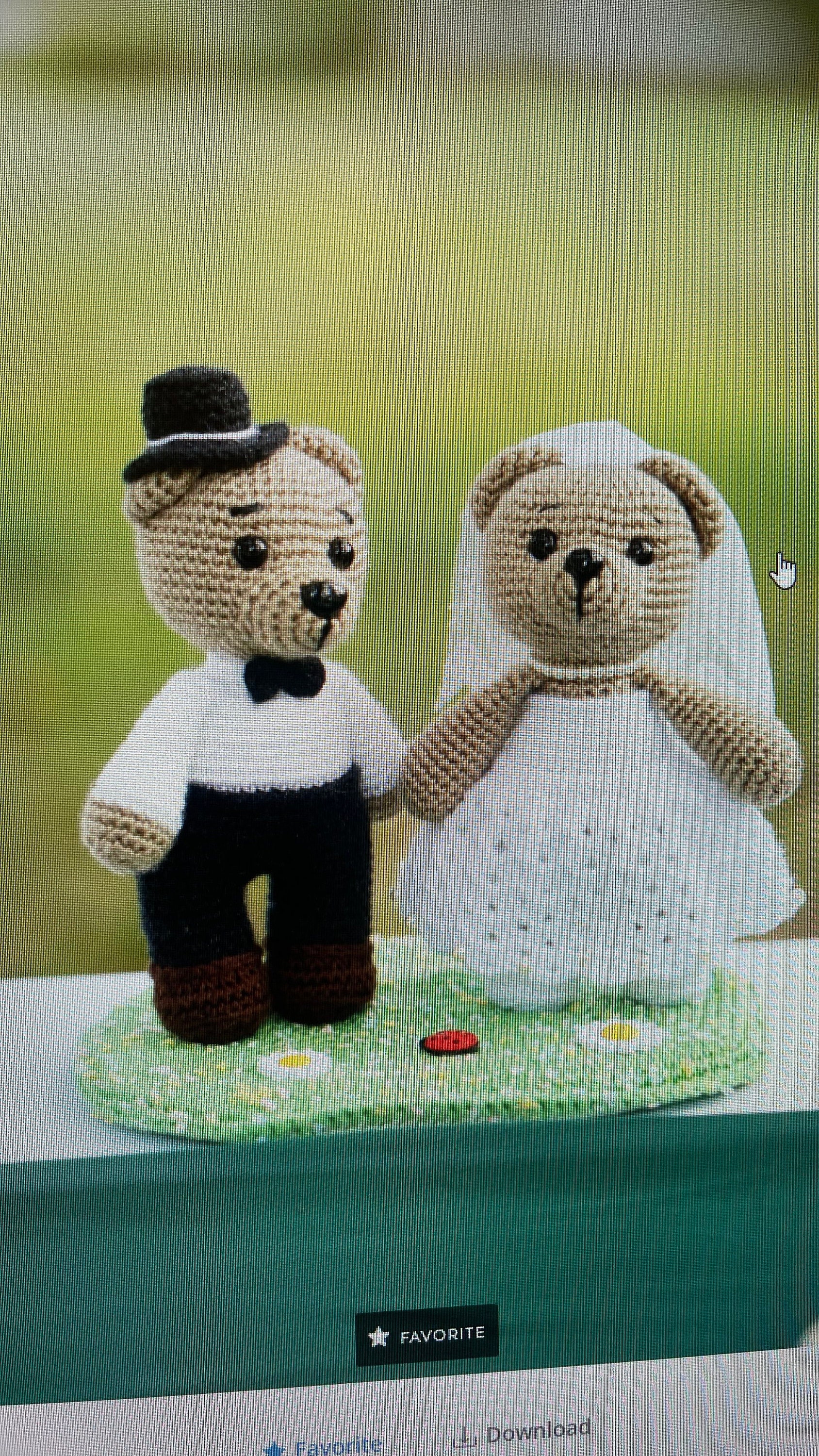 PATTERN PDF Teddy Bear Groom and Bride dolls, crochet, wedding decor, gift for wedding, tutorial, amigurumi pattern animal toy