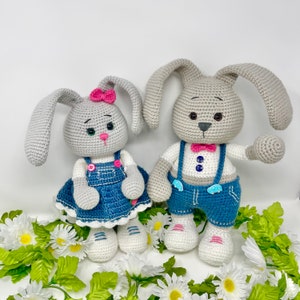 PDF pattern Bunny Boy and Girl, amigurumi crochet Bunny doll, bunny pattern set, rabbit, tutorial bunny crochet, Easter bunny