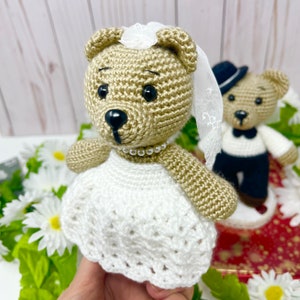 PATTERN PDF Bambole Teddy Bear Groom and Bride, uncinetto, decorazioni per matrimoni, regalo per matrimonio, tutorial, giocattolo animale modello amigurumi immagine 6