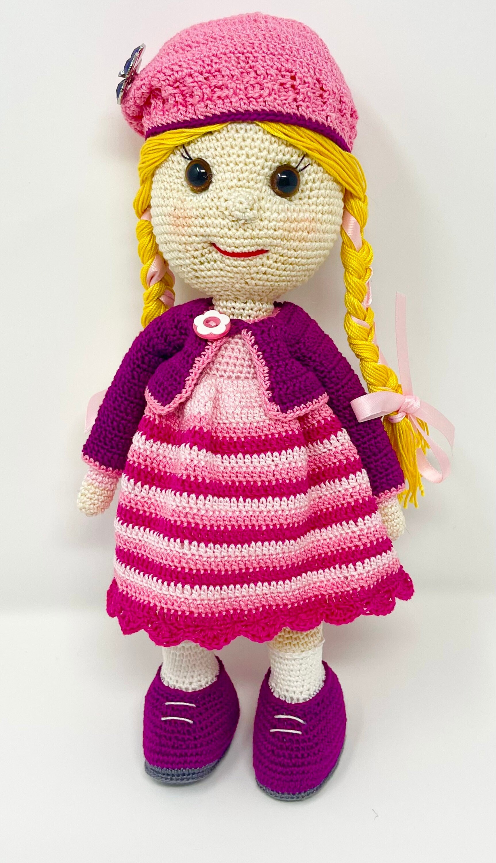15 Fascinating Crochet Art Dolls and Figures 13 Crochet Knitted Doll PDF Pattern: Amigurumi Princess with Pink Dress