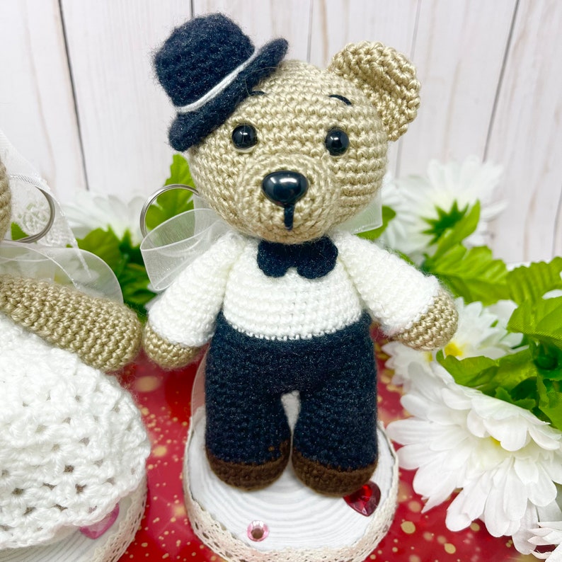 PATTERN PDF Bambole Teddy Bear Groom and Bride, uncinetto, decorazioni per matrimoni, regalo per matrimonio, tutorial, giocattolo animale modello amigurumi immagine 7