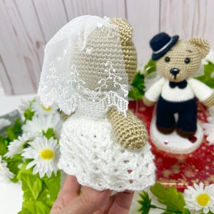 PATTERN PDF Bambole Teddy Bear Groom and Bride, uncinetto, decorazioni per matrimoni, regalo per matrimonio, tutorial, giocattolo animale modello amigurumi immagine 5