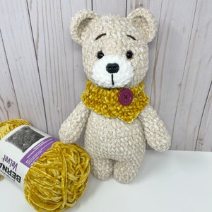 PDF PATTERN Teddy Bear beige crochet plushie bear tutorial, knitted, pattern for beginners, nursery decor, crochet bear tutorial toy easy zdjęcie 1